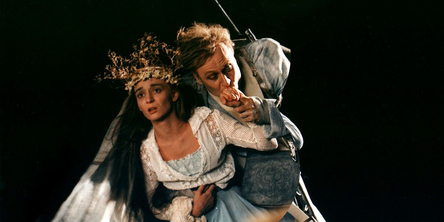 Karel Roden as ghost flying with bride in Wild Flowers (Kytice)