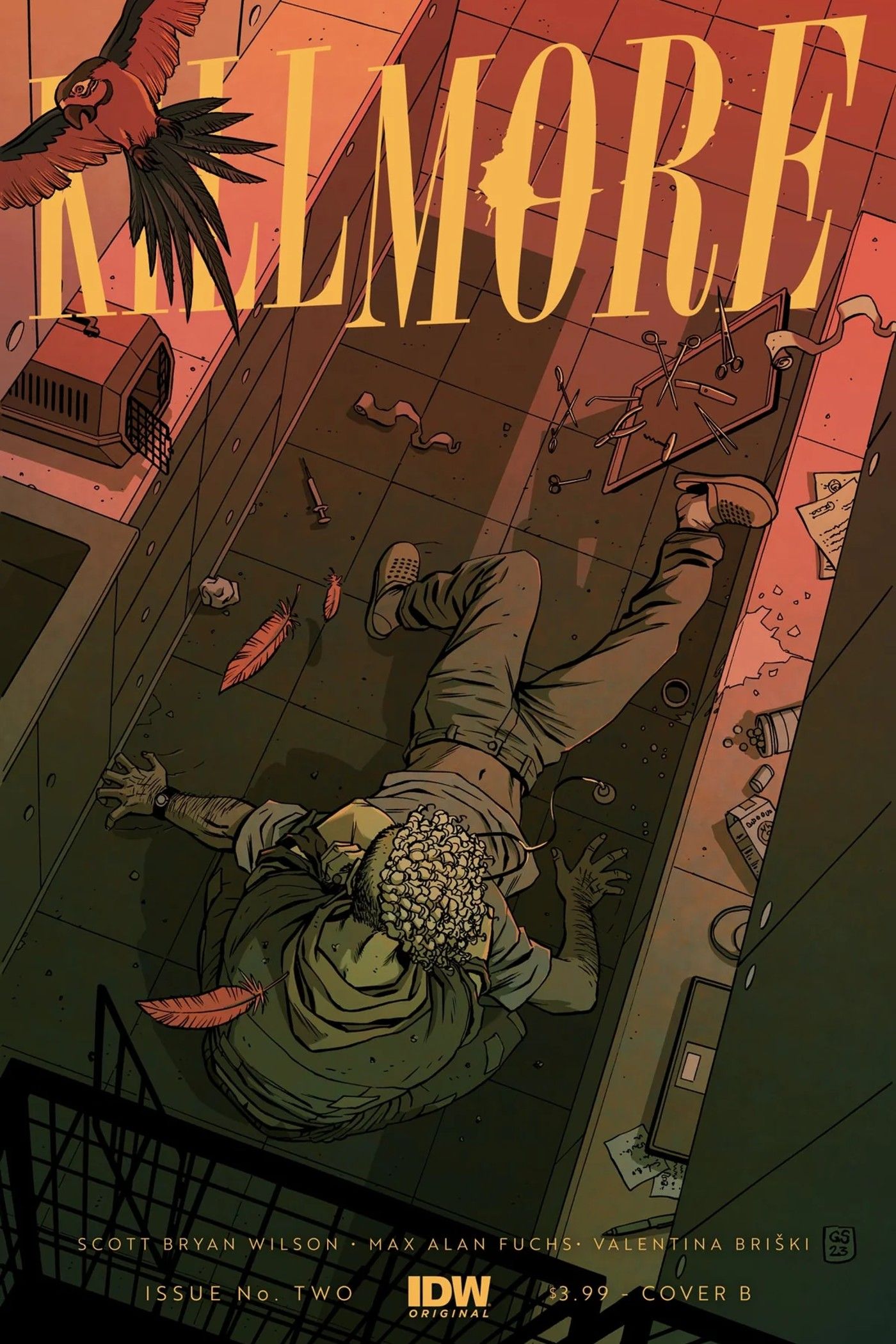 Variant cover for IDW&rsquo;s Kill More #2, featuring &ldquo;the Sufferer&rdquo; looming over one of his victims