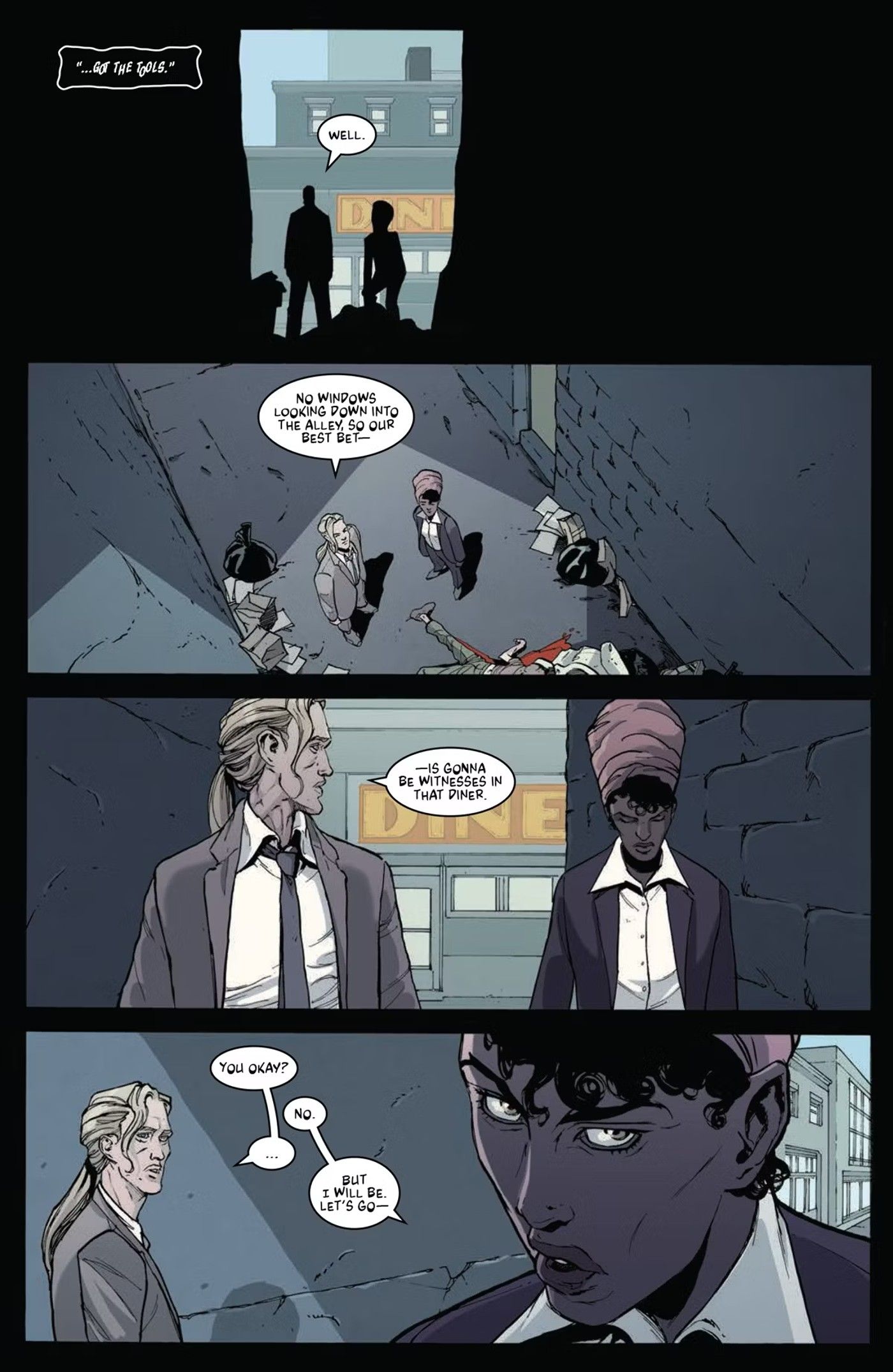 Kill More #2 preview page, main detective partners