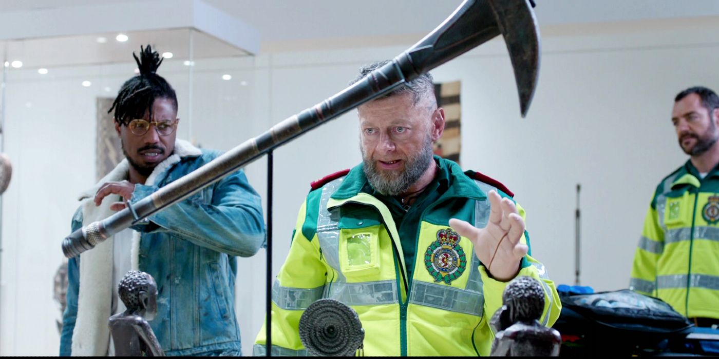 Klaue and Killmonger steal vibranium in Black Panther