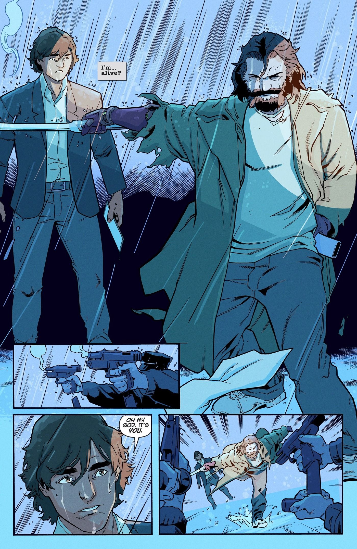 Page from Astonishing Times #1, Kokin saves Noah from being shot