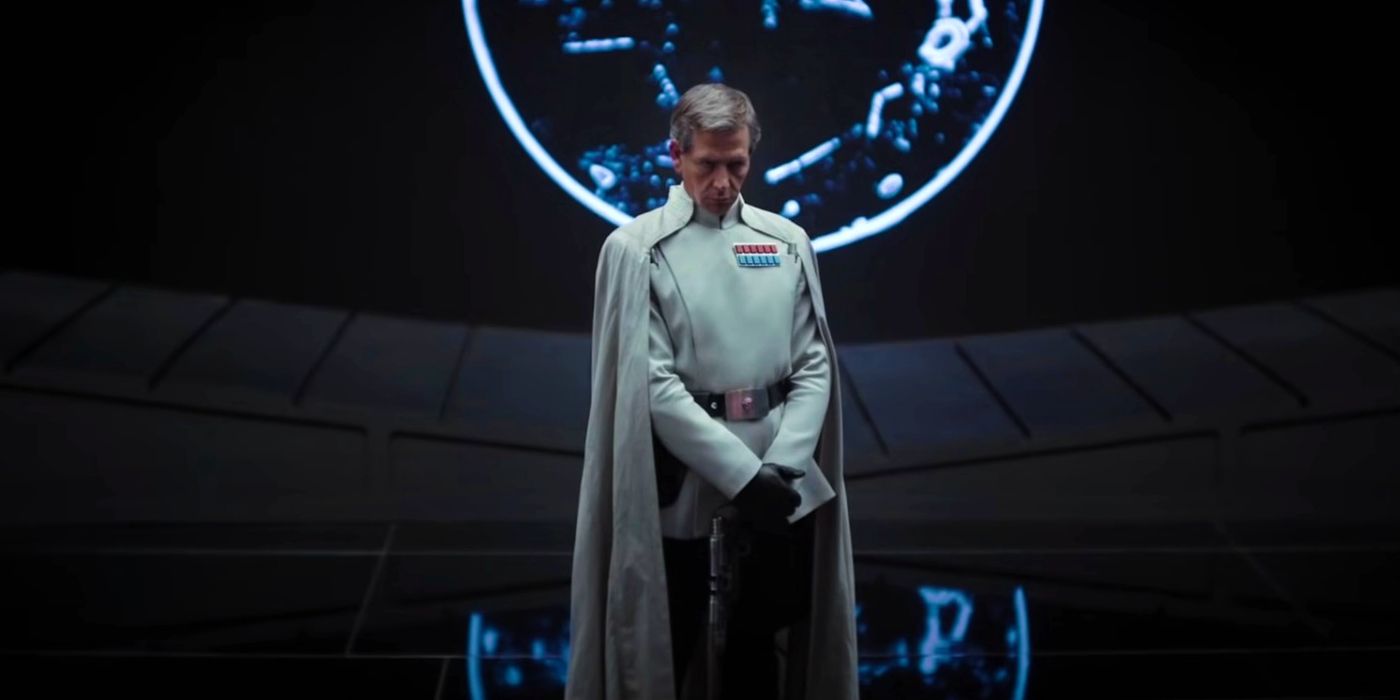 Krennic standing in front of a hologram in Rogue One's teaser shot