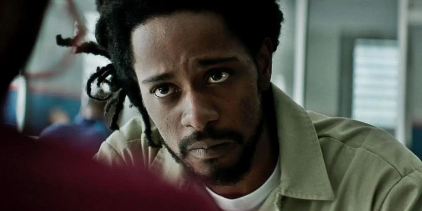 LaKeith Stanfield looking sideways in Crown Heights