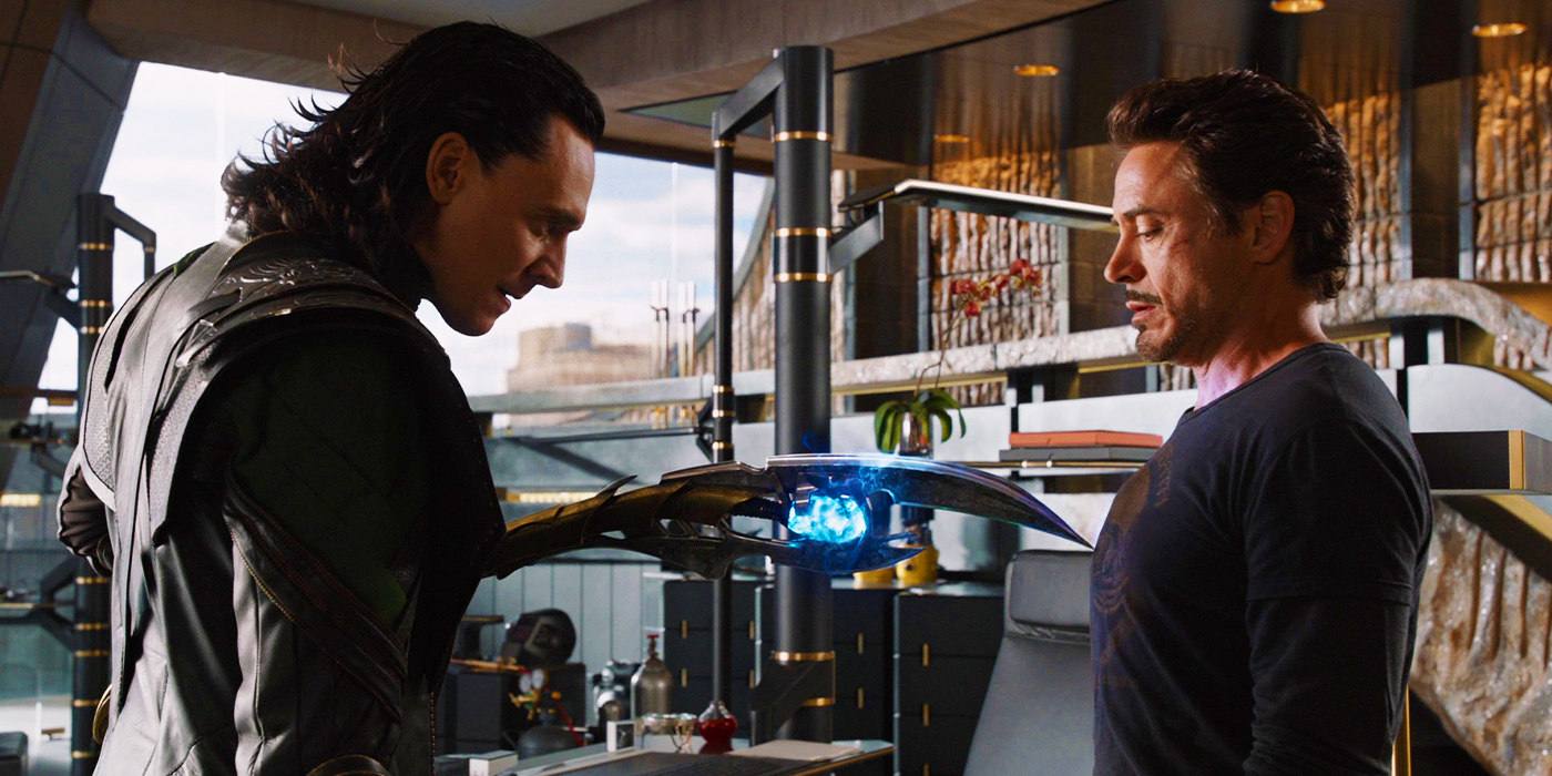 Loki trying to mind control Tony Stark in The Avengers