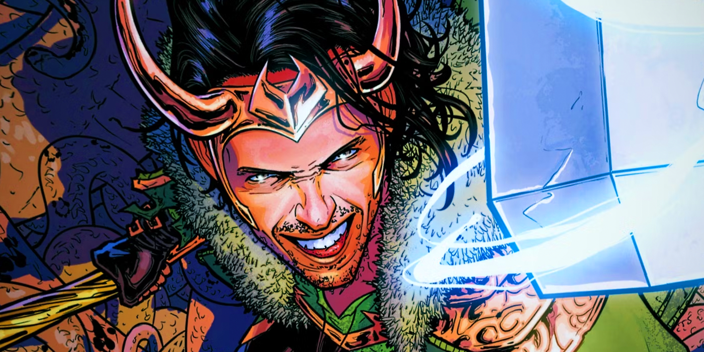 Loki wielding Mjolnir in Marvel Comics