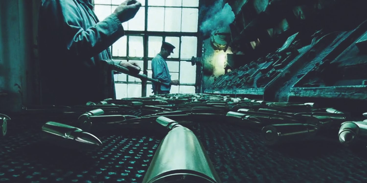 The inside of an ammo factors from the perspective of a bullet - as seen in Lord of War.