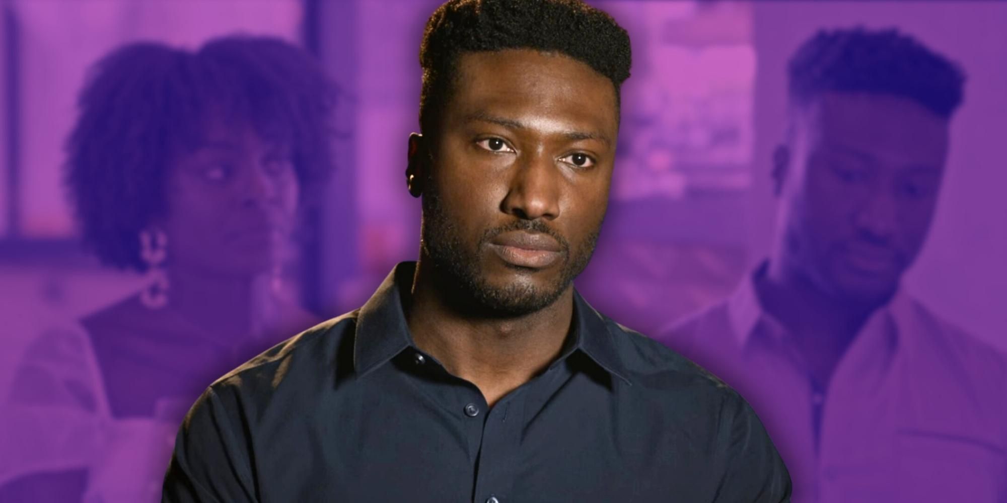 Montage of Love Is Blind’s Uche and Aaliyah looking serious