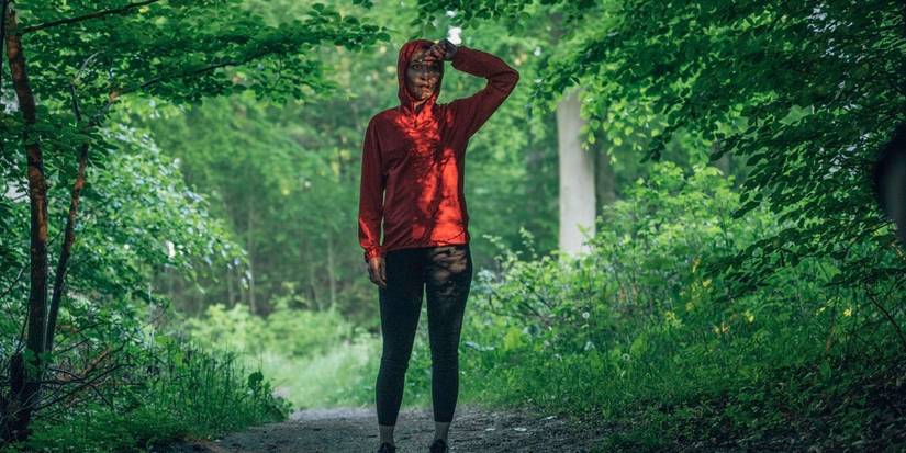 Leonora runs through the woods in Loving Adults 