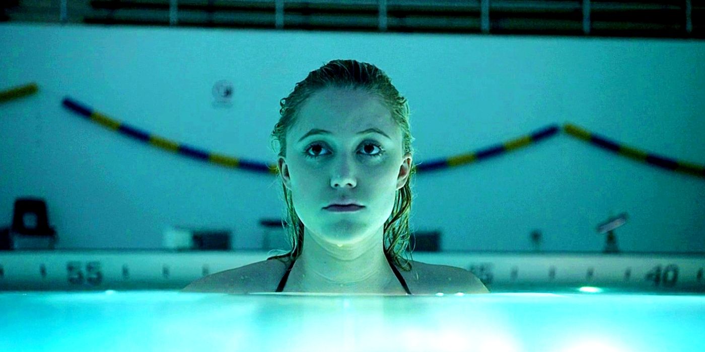 Maika Monroe in a pool in It Follows.