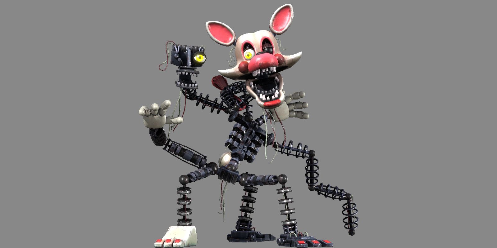 This image shows the Mangle animatronic smiling in Five Nights At Freddy's.