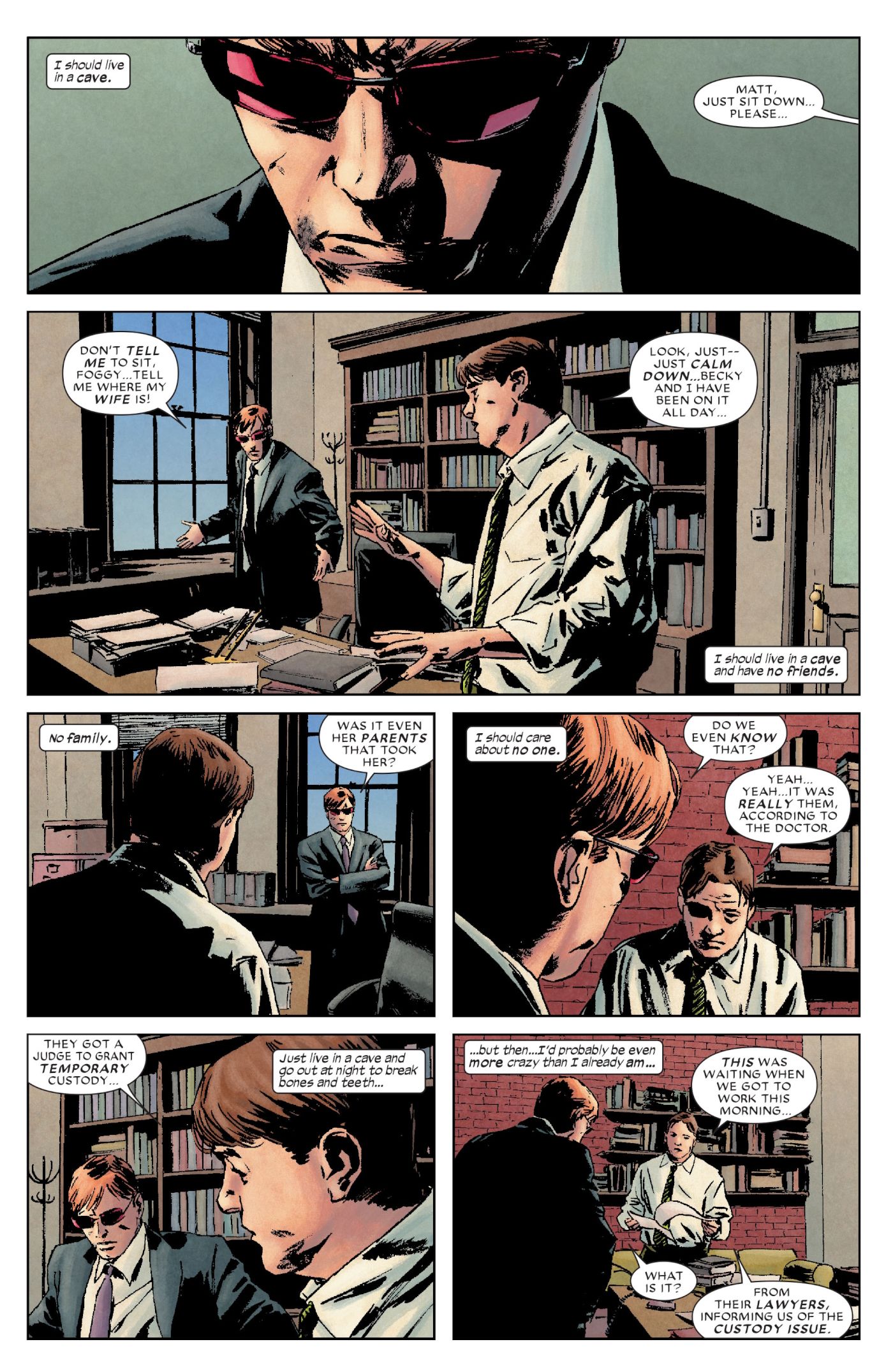 Daredevil #114, Daredevil is under a lot of strain; he thinks “I should live in a cave and have no friends."