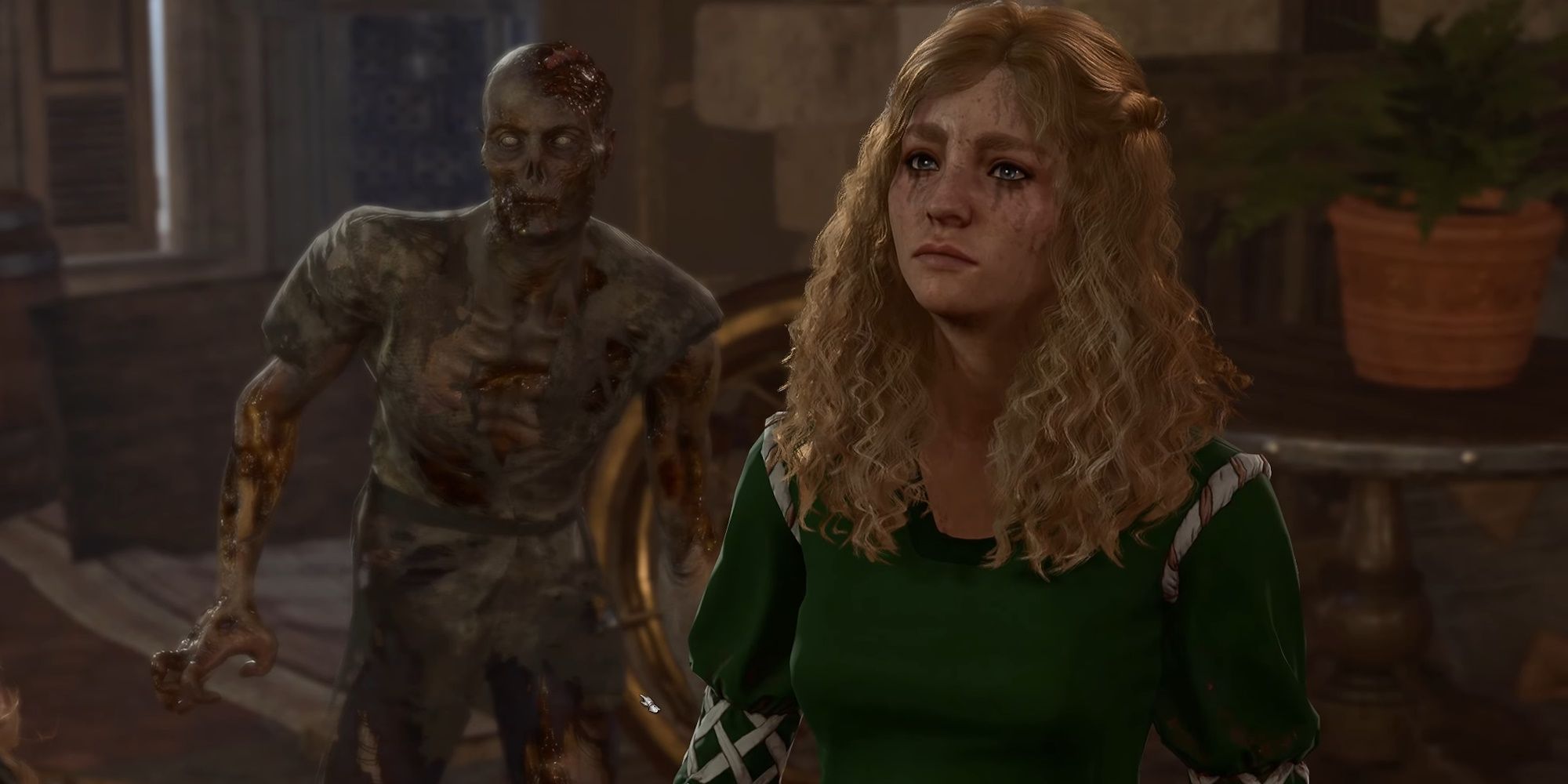 Mayrina with her zombie husband Connor in Baldur's Gate 3