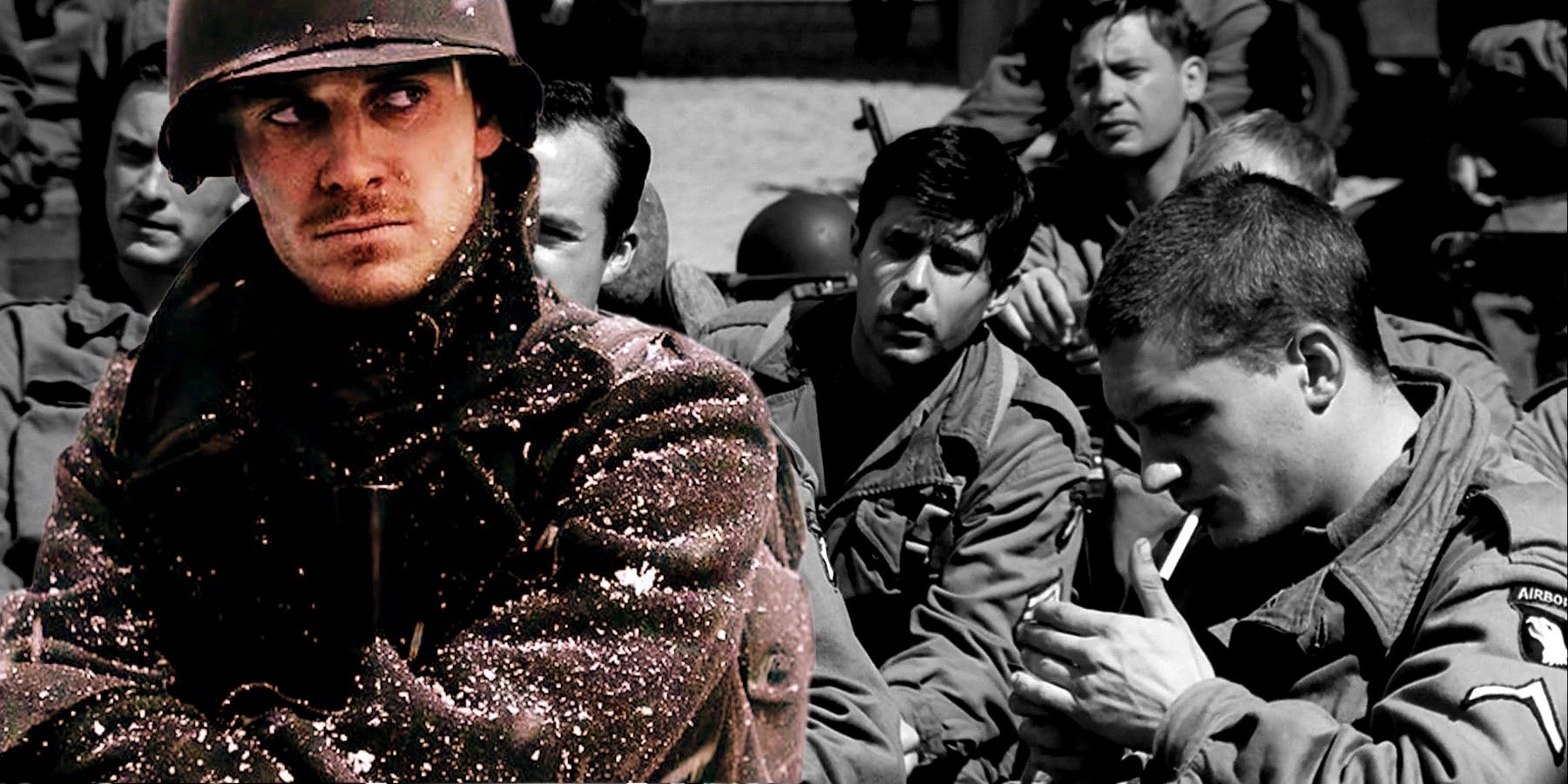 Michael Fassbender and the cast of Band of Brothers