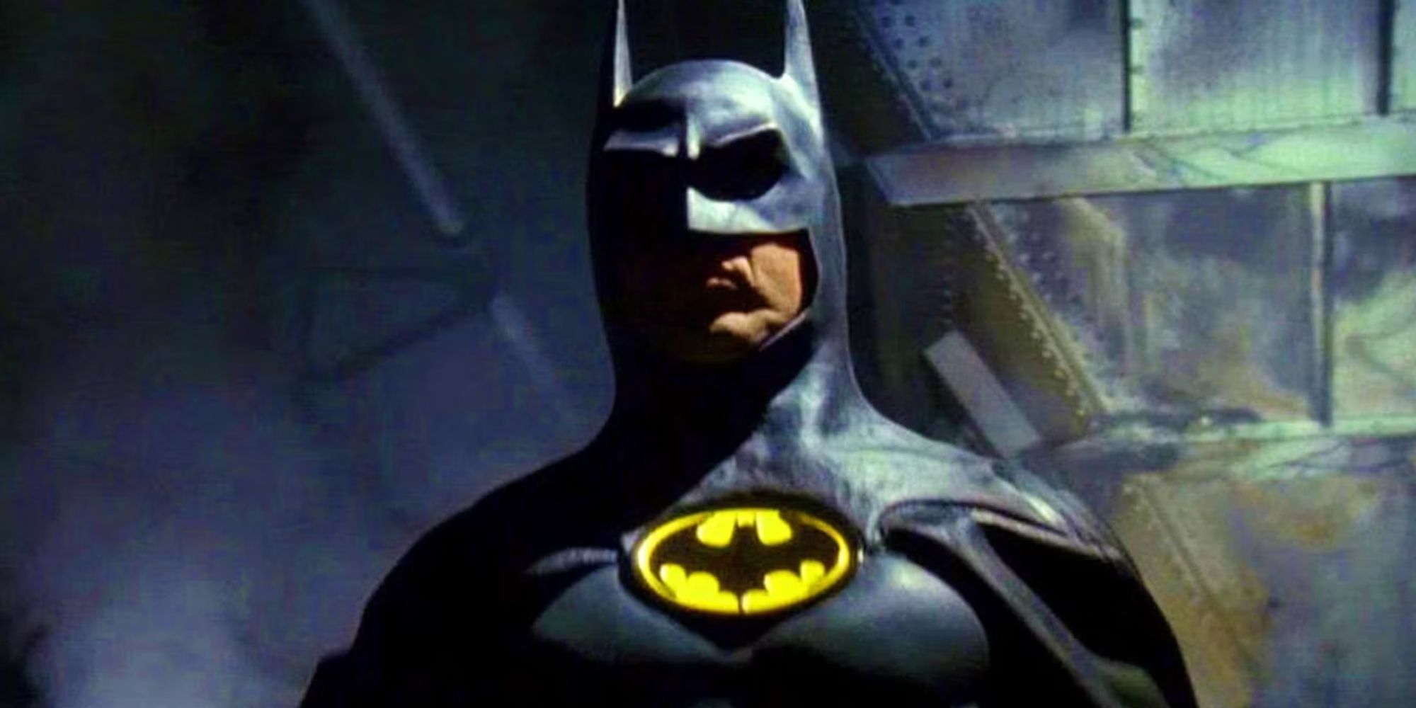 Michael Keaton wearing the Batsuit as Batman in Batman (1989)