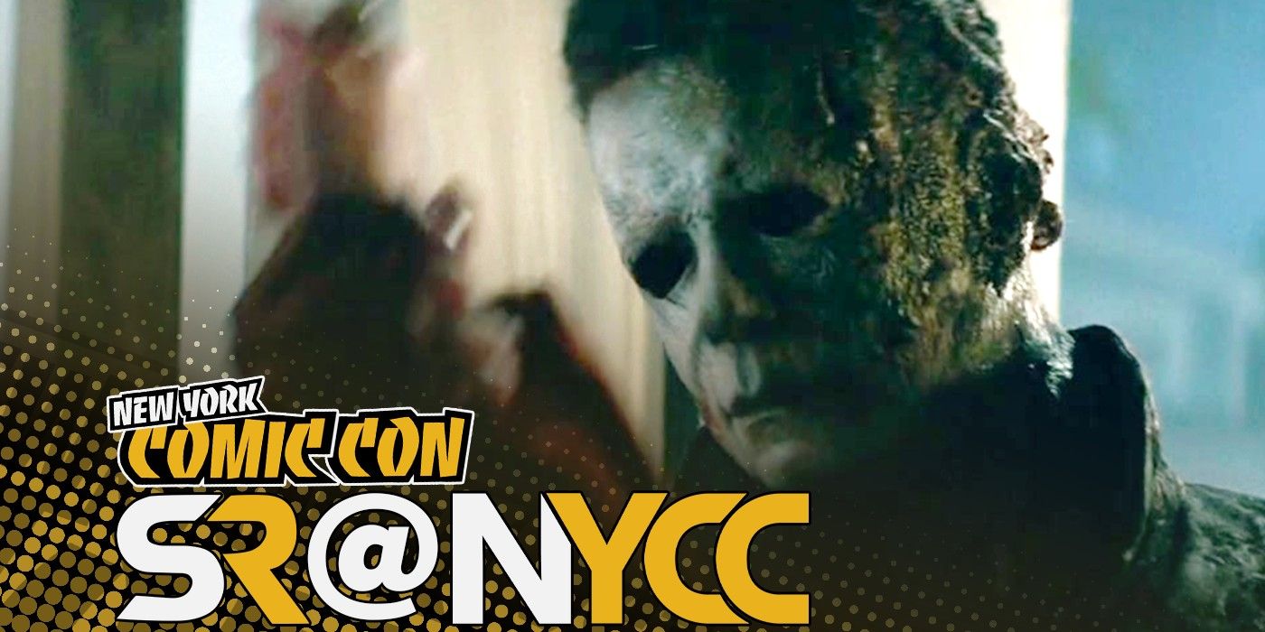 Michael Myers grabs a hand in Halloween Kills with NYCC overlay