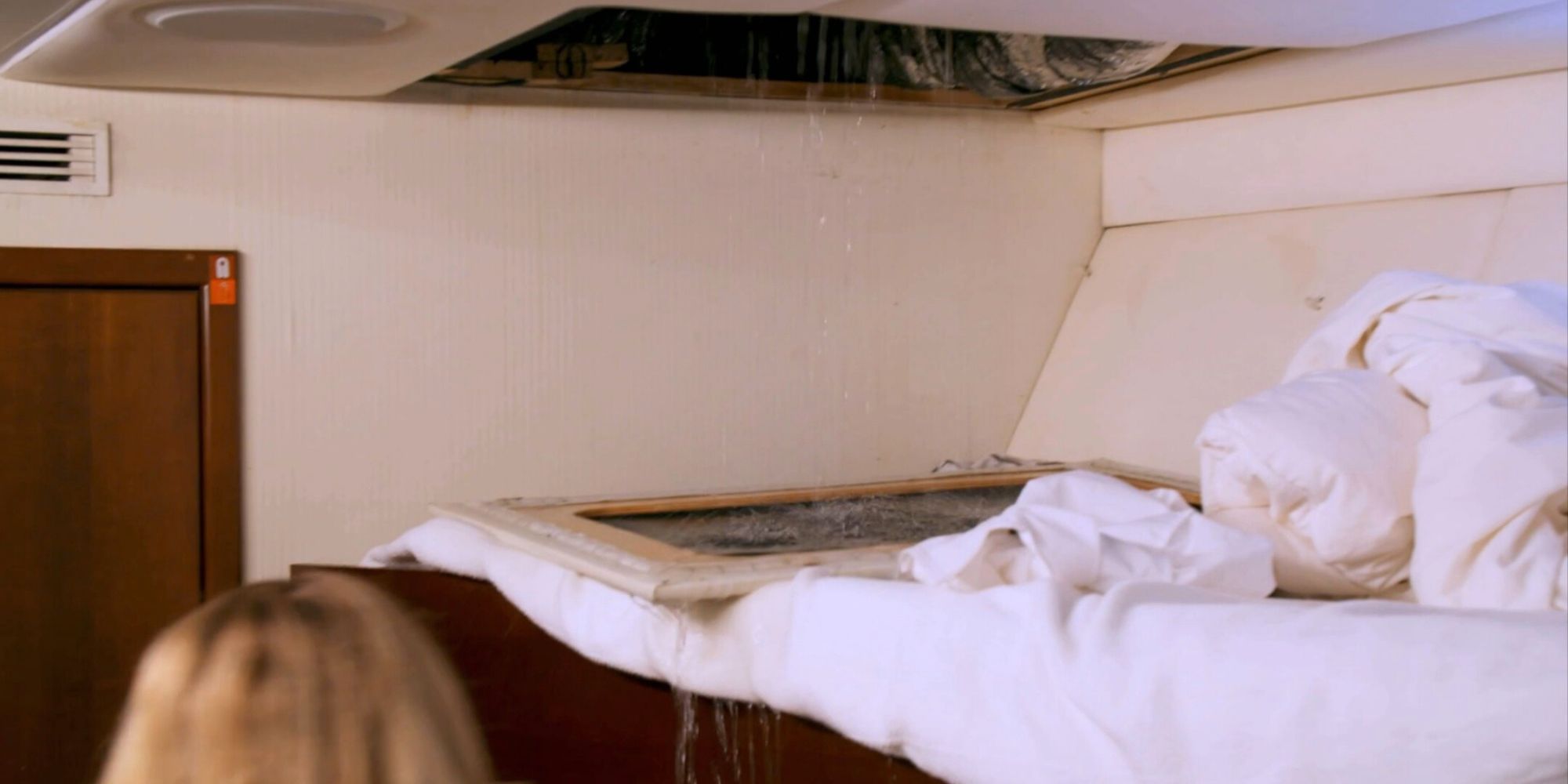 Motoryacht Mustique on Below Deck Med season 8 with a water issue on a bunk