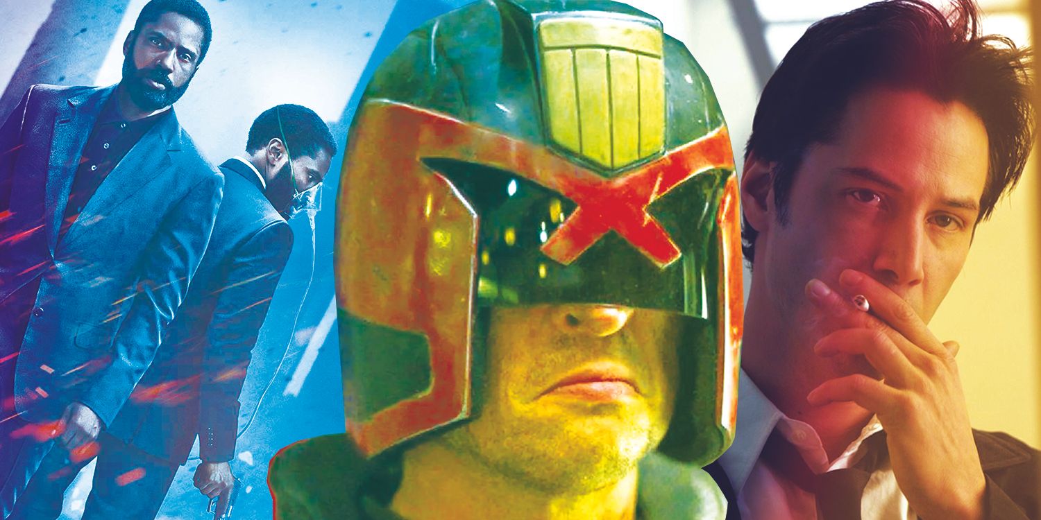 Blended image of the Protagonist in Tenet, Judge Dredd in Dredd, and John Constantine in Constantine