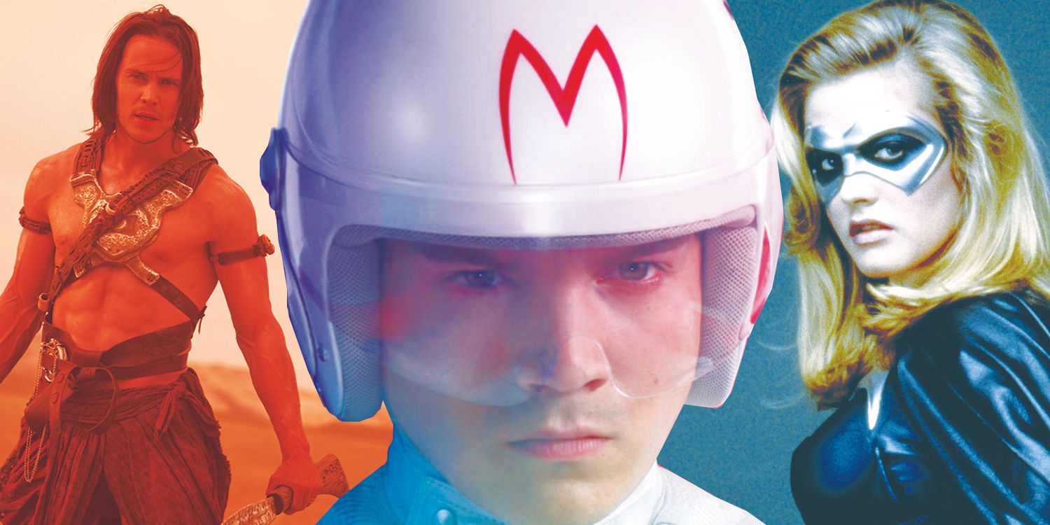 Blended image of Taylor Kitsch in John Carter, Emile Hirsch in Speed Racer, and Alicia Silverstone in Batman &amp; Robin.