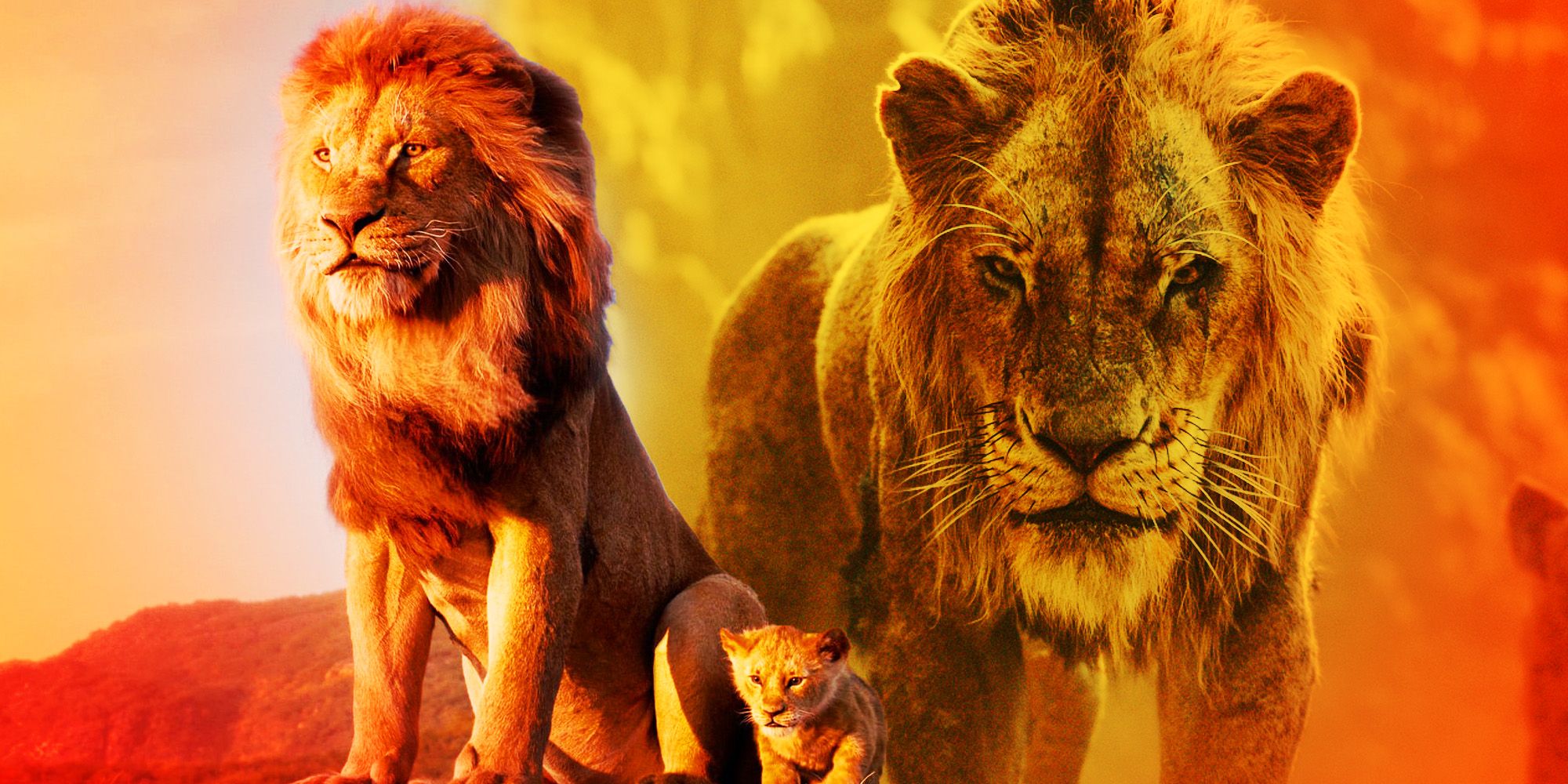 Mufasa, Simba, and Scar in Lion King 2019