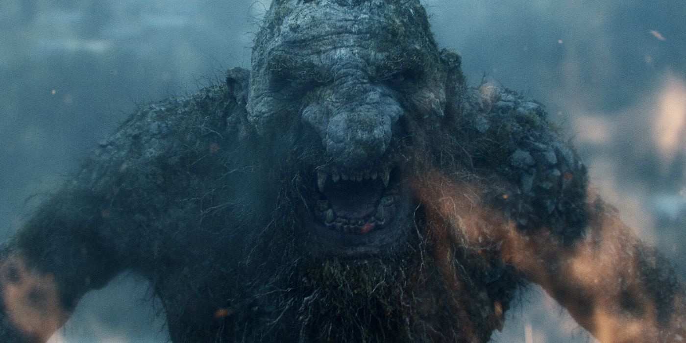 A closeup of the Troll in the Netflix movie Troll. He is angry.