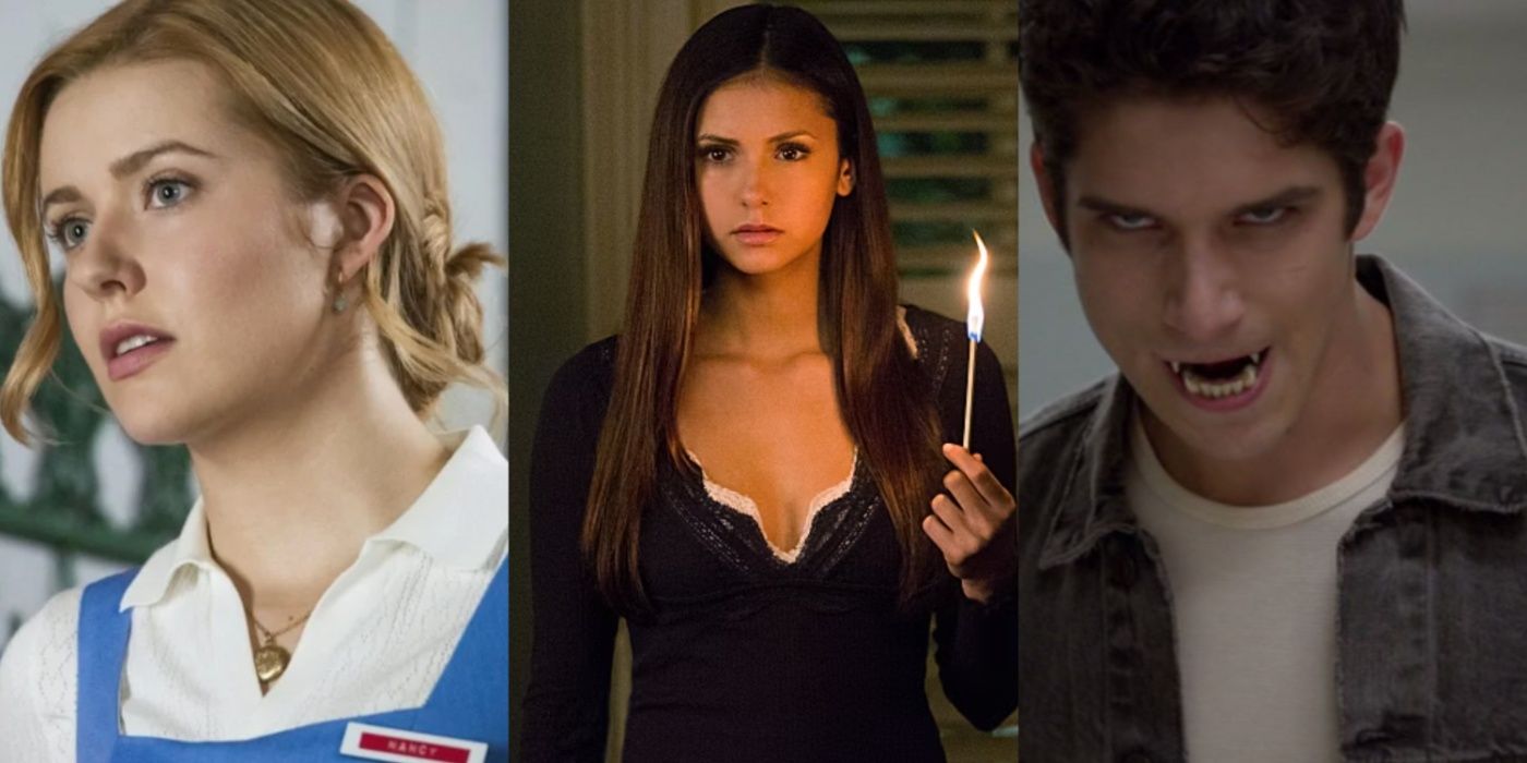 A side by side image features Nancy Drew from the CW's Nancy Drew, Elena Gilbert from The Vampire Diaries, and Scott McCall in Teen Wolf