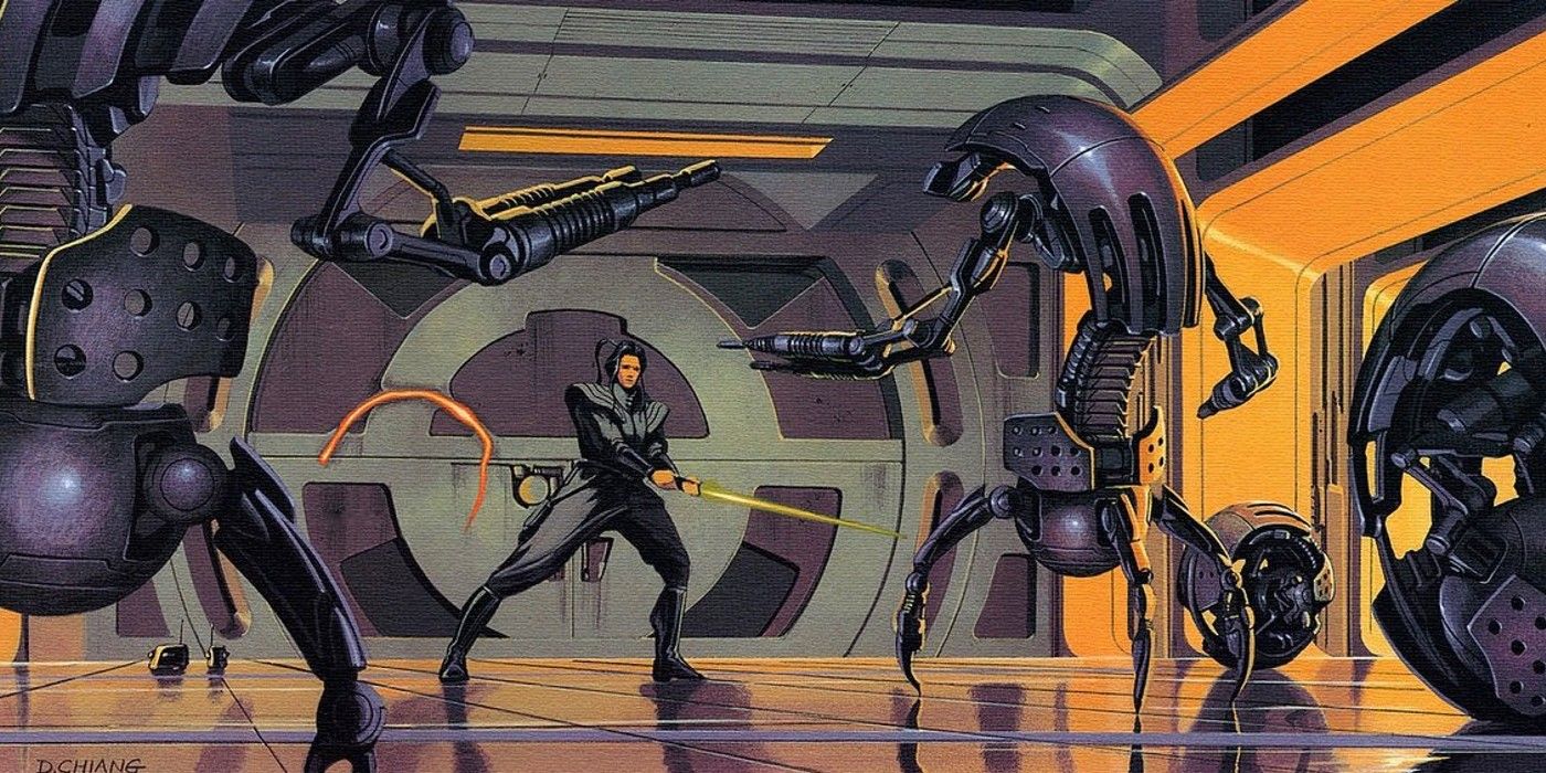 Obi-Wan Knobi vs Droidekas concept art - The Phantom Menace