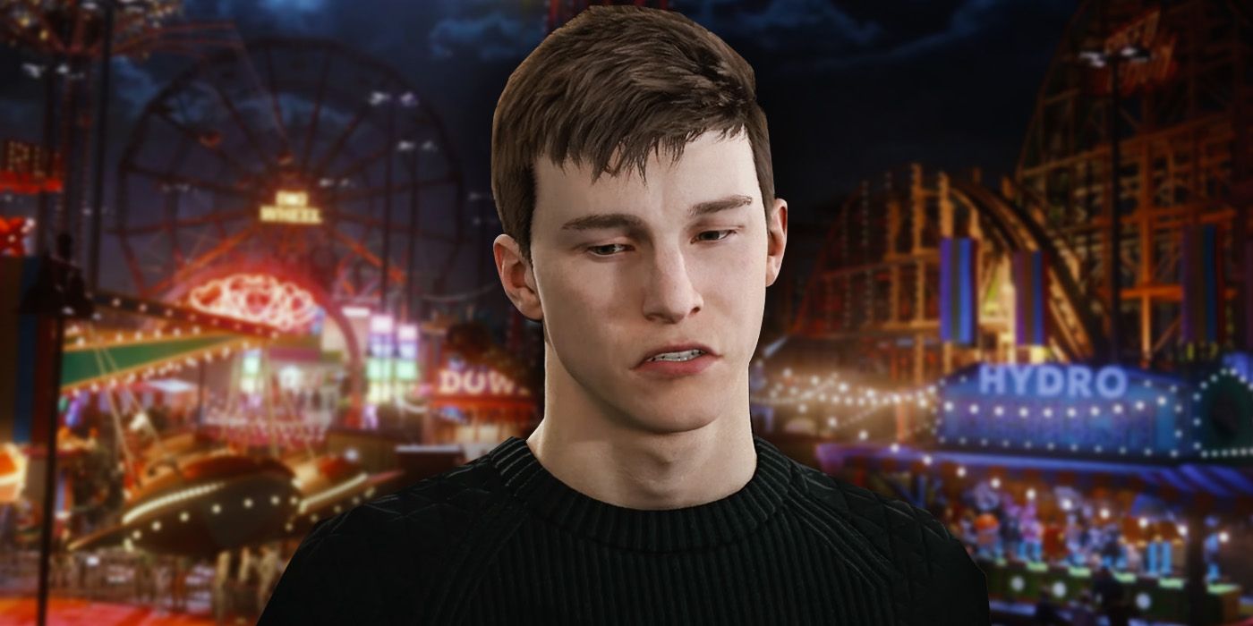 Peter Parker looking sad at Coney Island in Marvel's Spider-Man 2