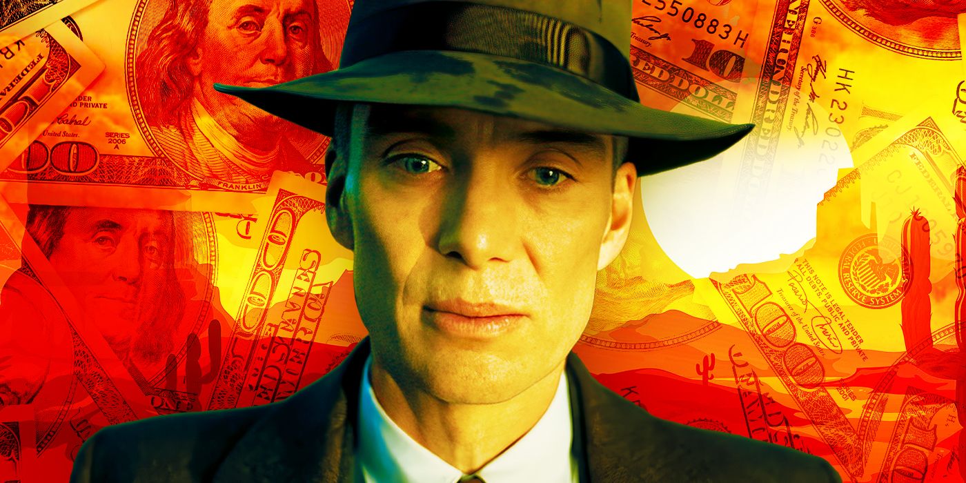 Cillian Murphy como Oppenheimer cercado de dinheiro