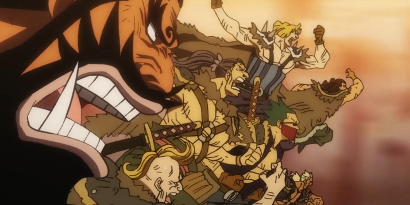 People fighting against Ryokugyu in One Piece