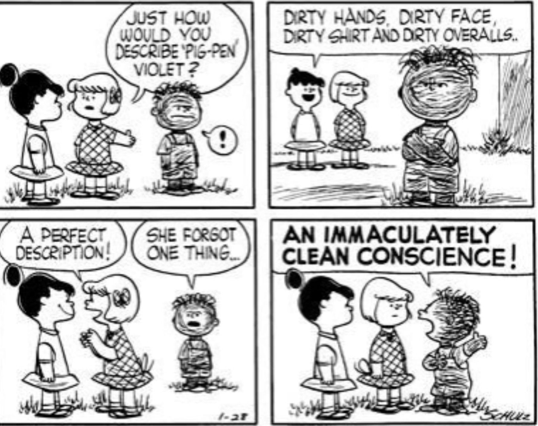 pig pen peanuts immaculately clean conscience