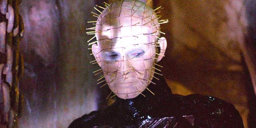 Doug Bradley as Pinhead looking down in Hellraiser 1987