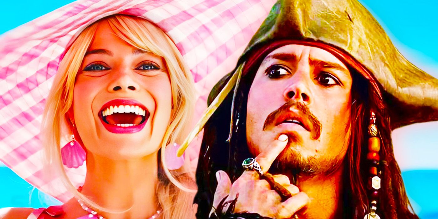 Margot Robbie in Barbie and Johnny Depp in Pirates of the Caribbean