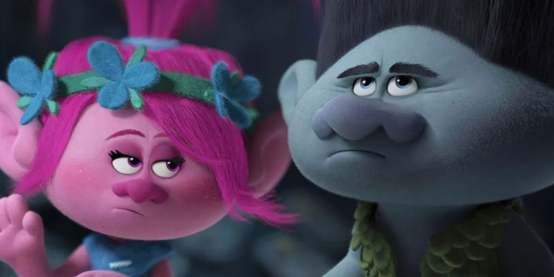 Poppy and Branch sit together in Trolls