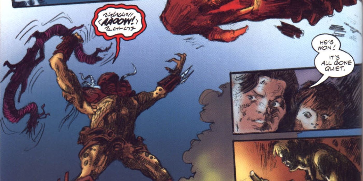 Predator killing a giant worm from Dark Horse Comics.