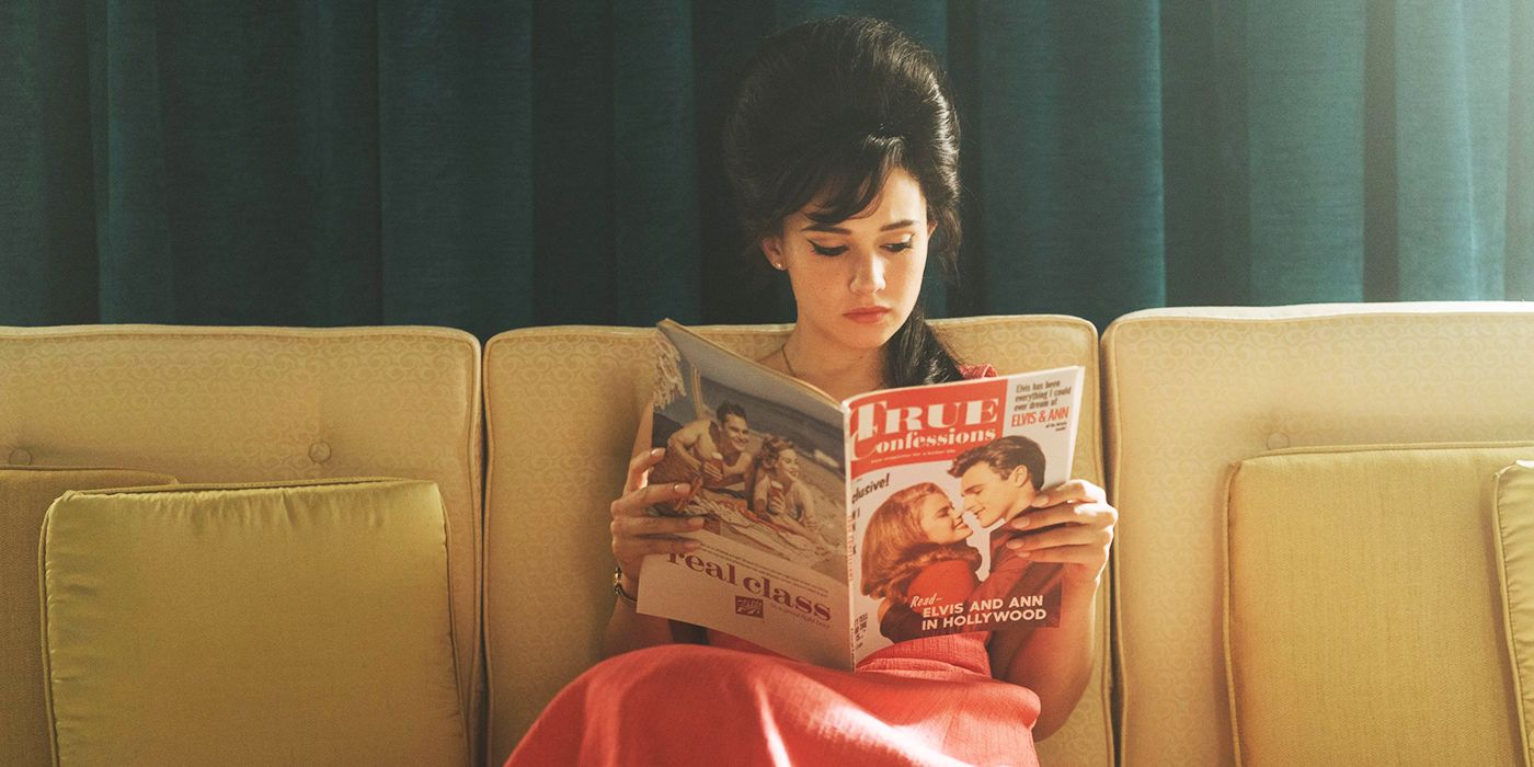 Priscilla reading a magazine