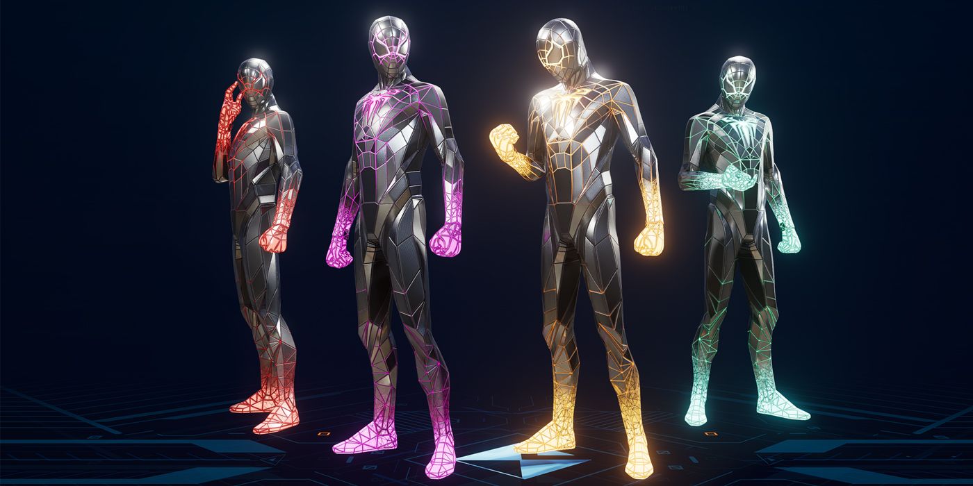 Miles' Programmable Matter suit and its variants in Marvel's Spider-Man 2