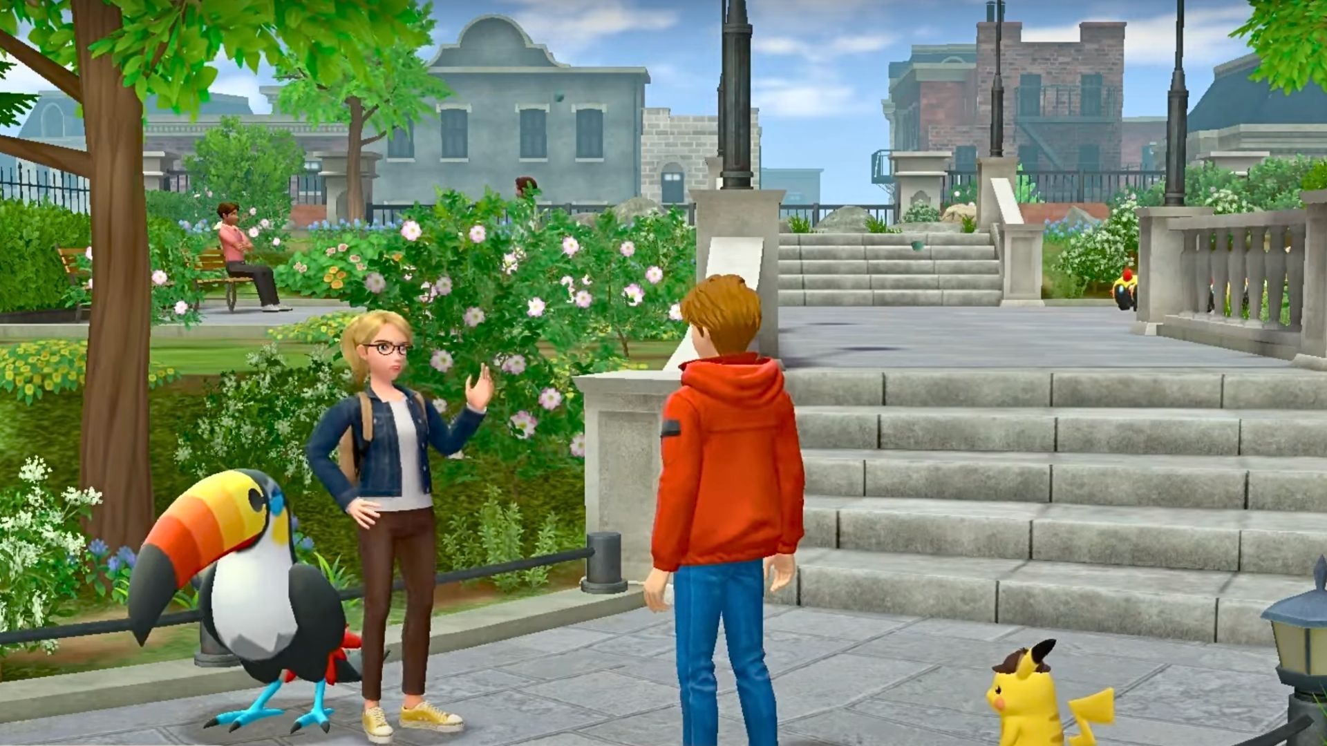 Quiz Professor standing in Serenity Park in Detective Pikachu Returns