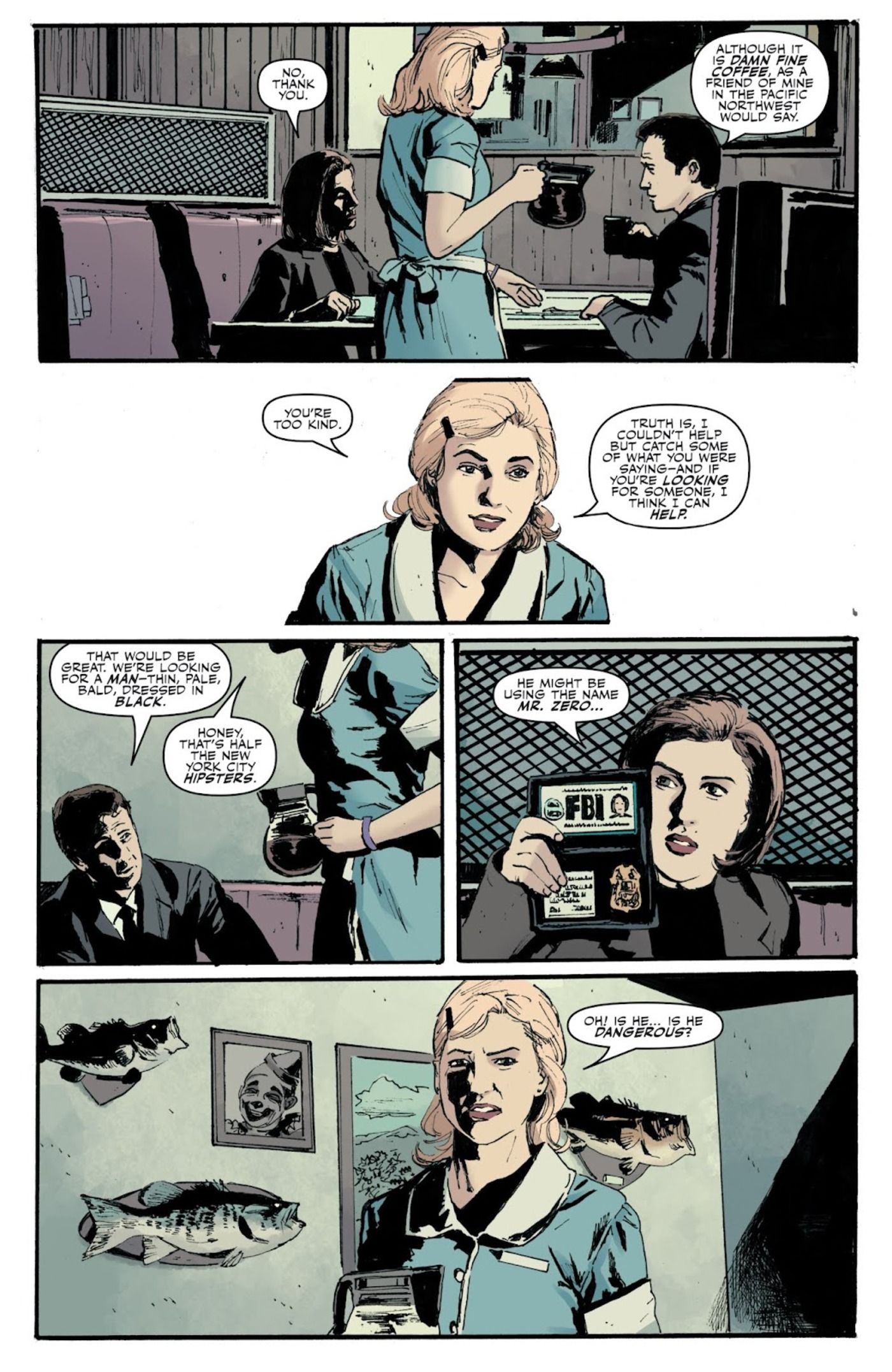 page from The X-Files: Year Zero, where Mulder references Dale Cooper from Twin Peaks