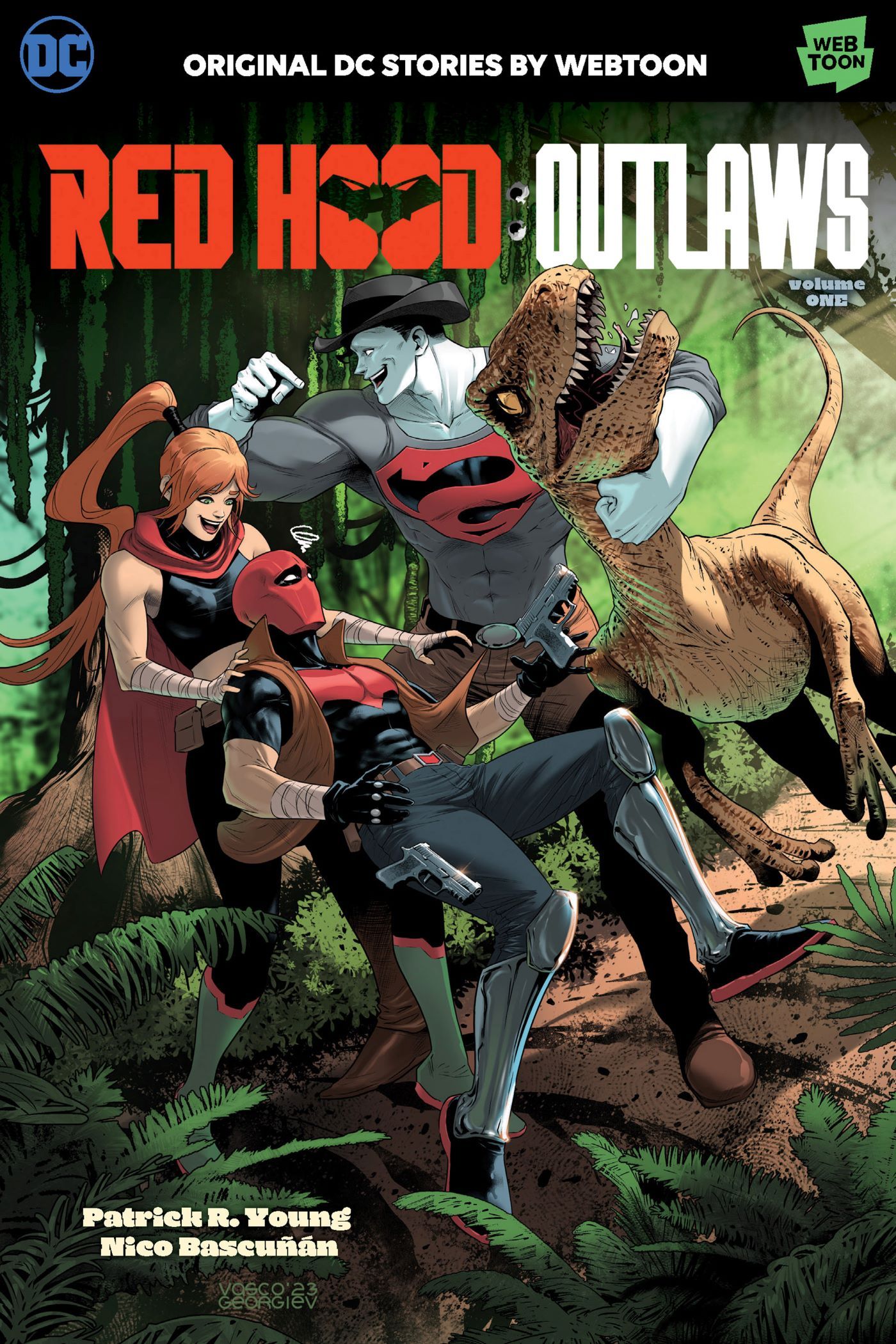 Red Hood Outlaws Volume One cover, Dinosaur Island
