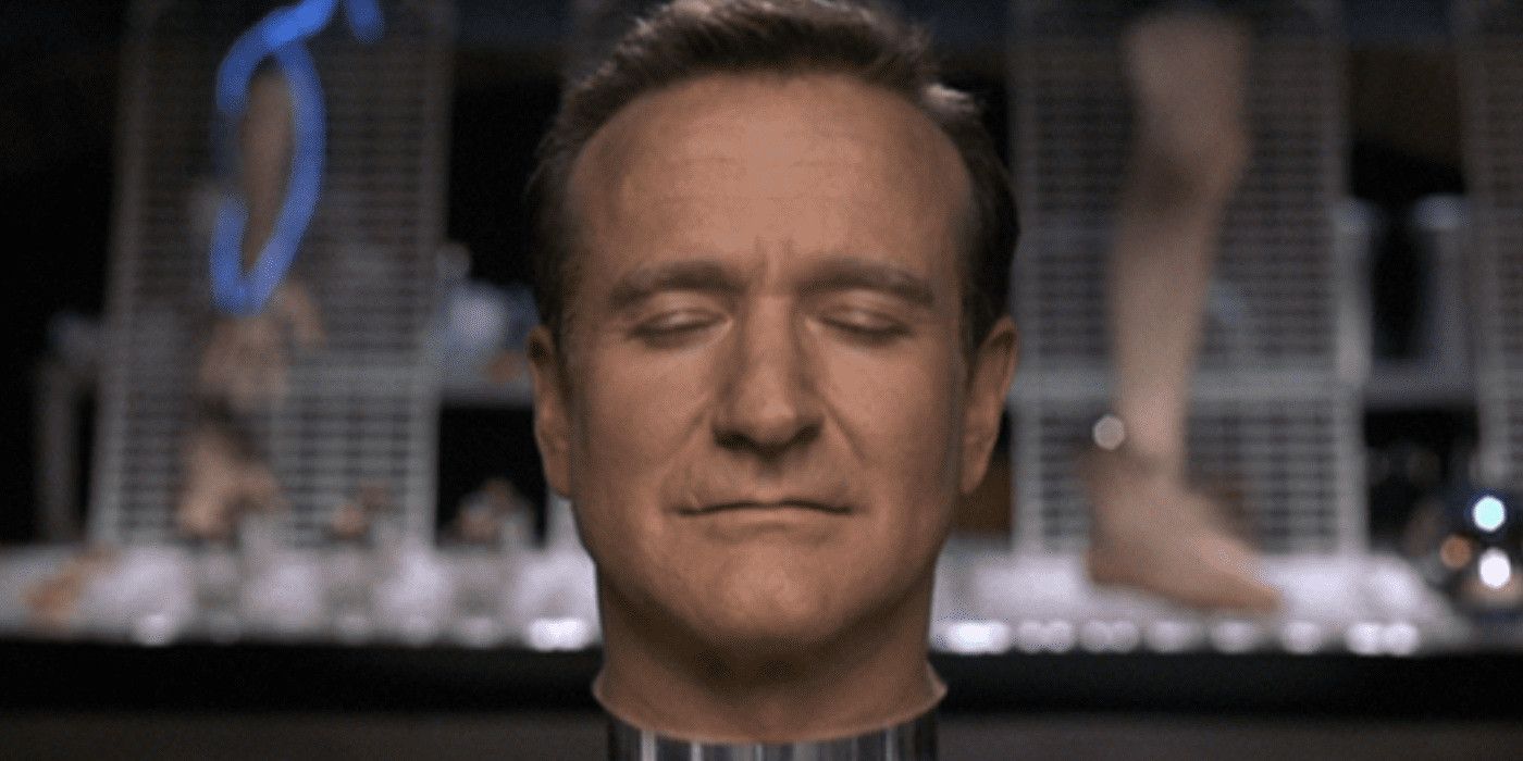 Robin Williams as Andrew Martin, but with his head separated from his body, in Bicentennial Man