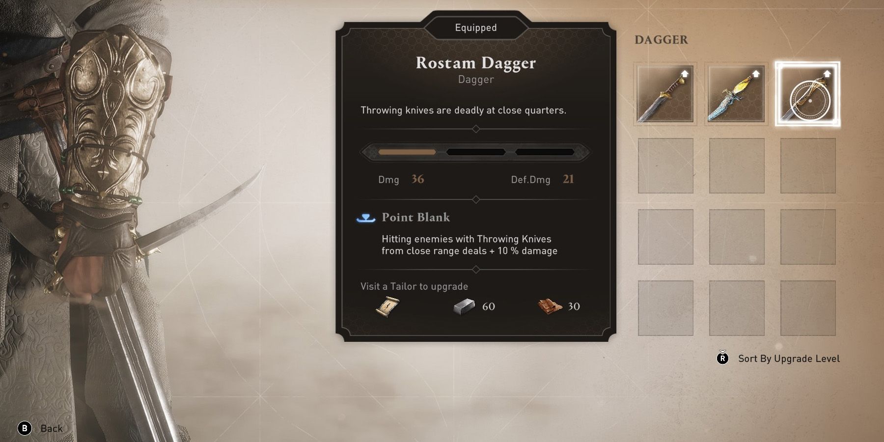 Thin curved Rostam Dagger in Assassin&rsquo;s Creed Mirage.