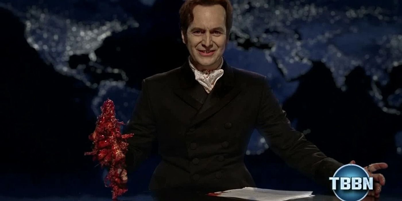 Russell Edgington in True Blood holding a spine