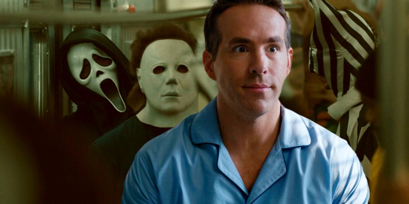 Ryan Reynolds from Free Guy with a Scream 6 Subway Background