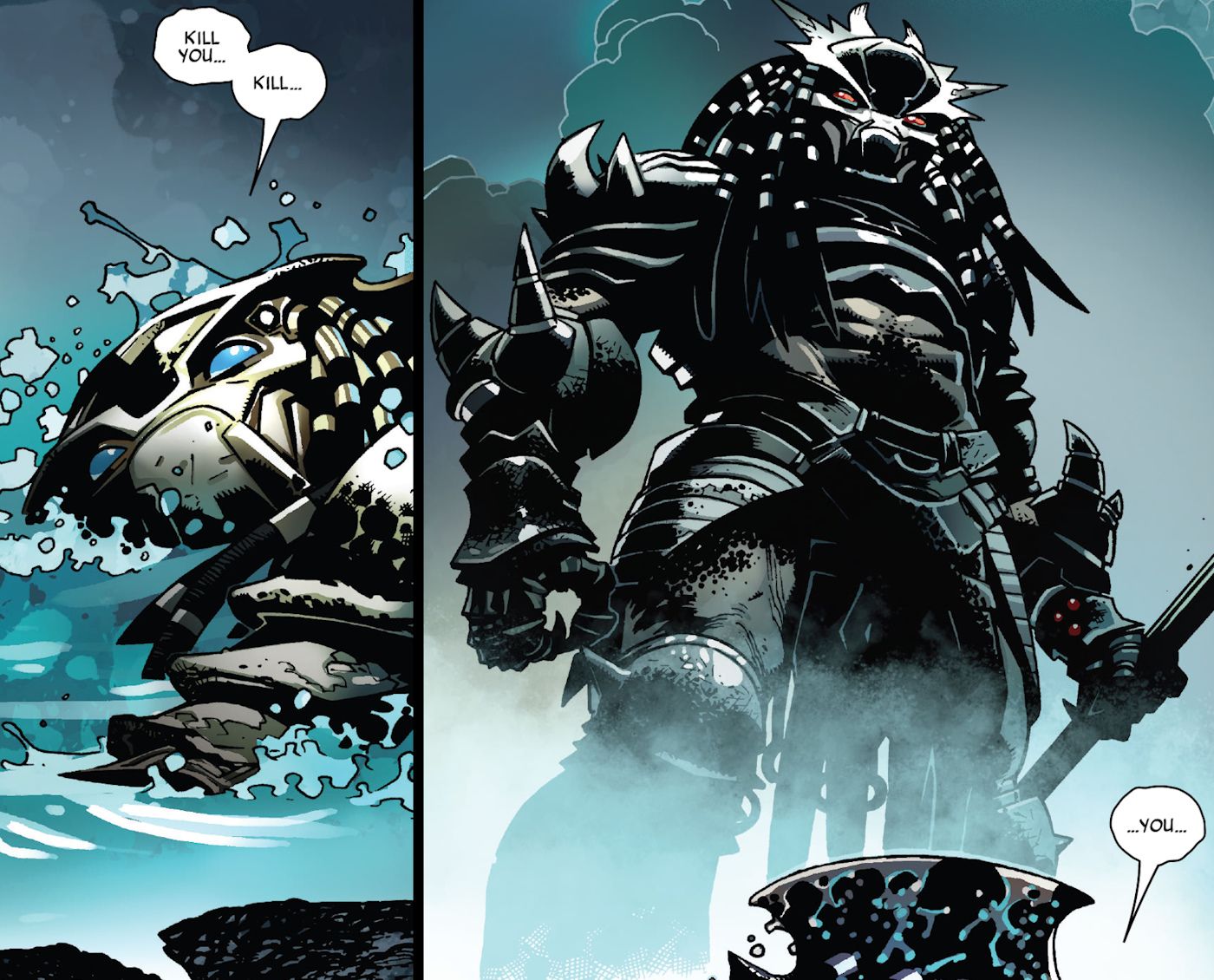 Samurai Predator Beats Theta in Marvel Comic