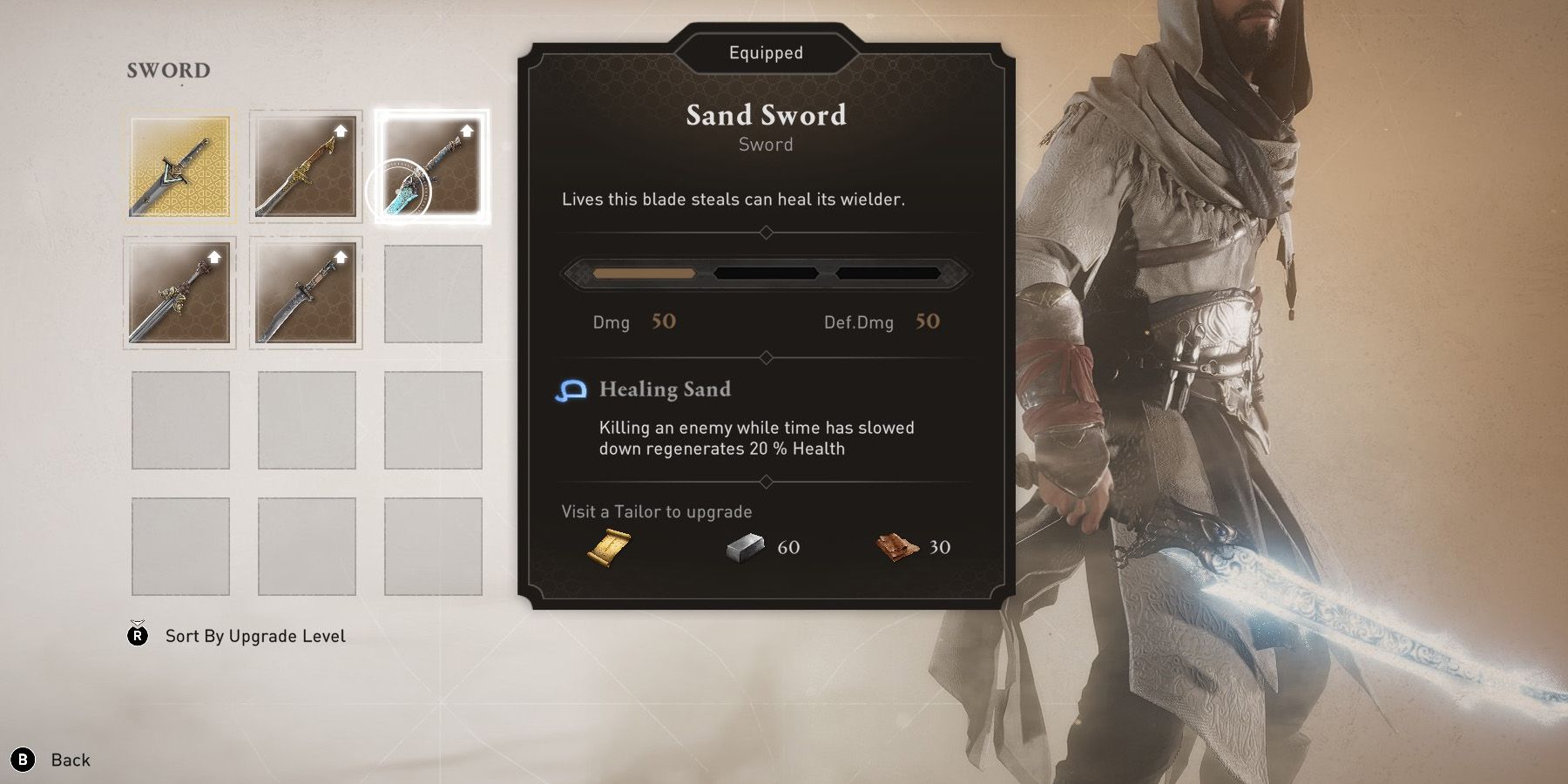 Glowing Sand Sword surrounded by particle effects in Assassin&rsquo;s Creed Mirage