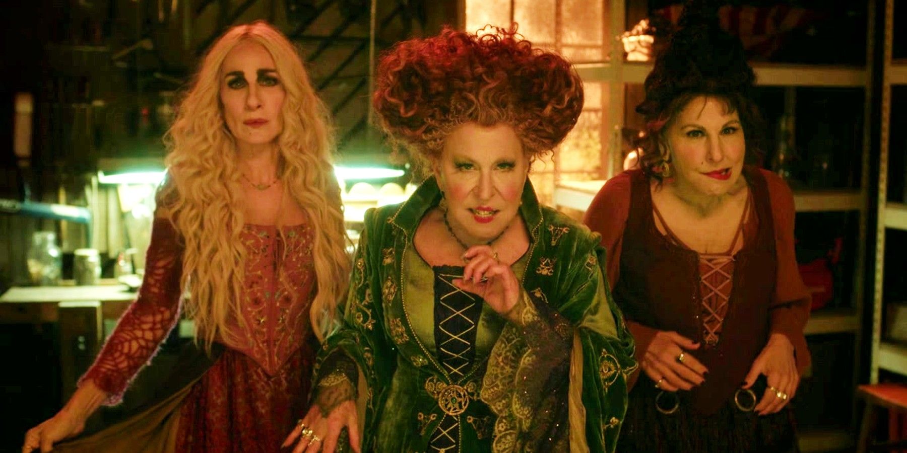 Sarah, Mary and Winifred in their coven in Hocus Pocus 2