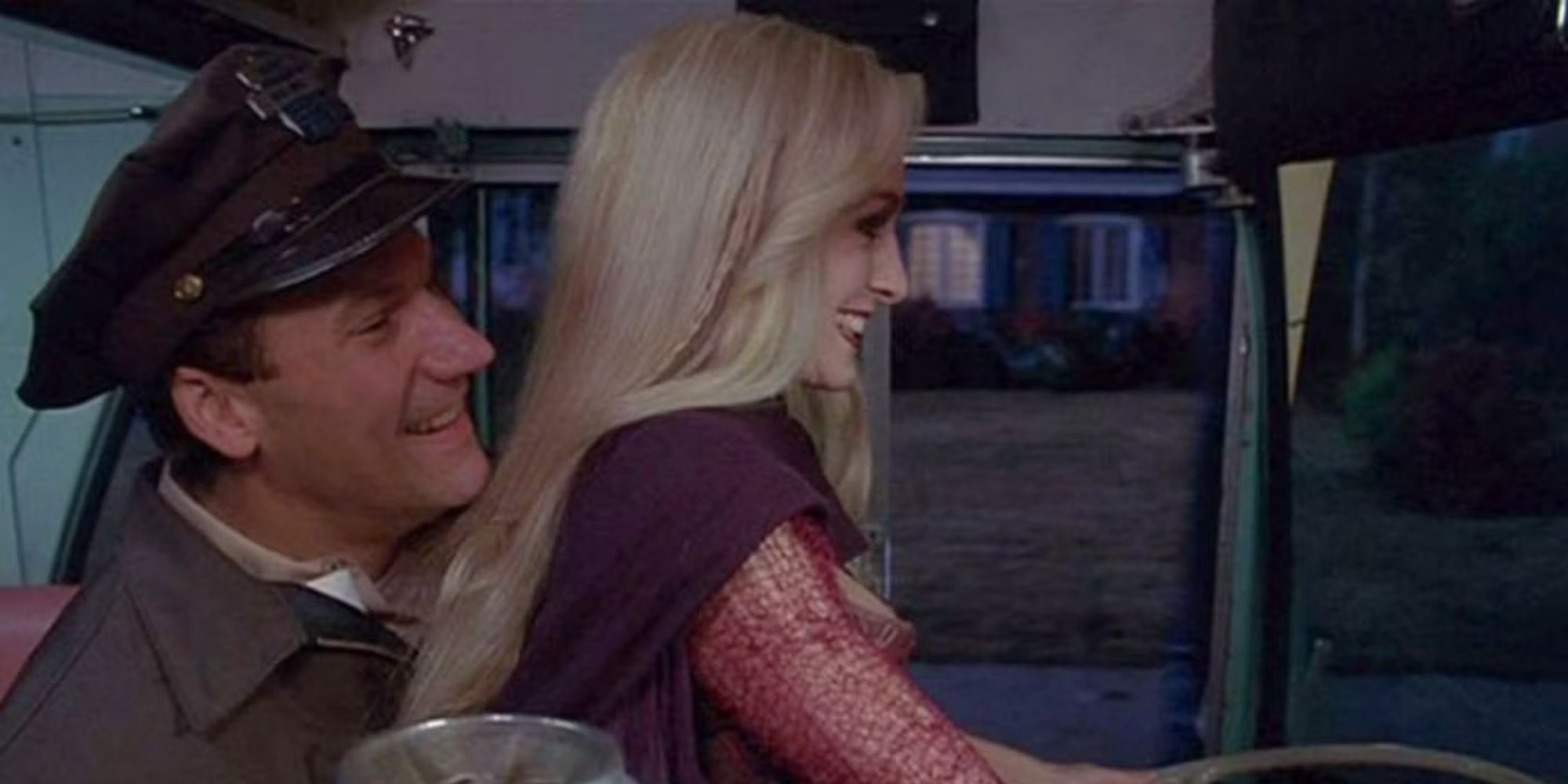 Sarah sits on the bus driver's lap on Hocus Pocus (1)