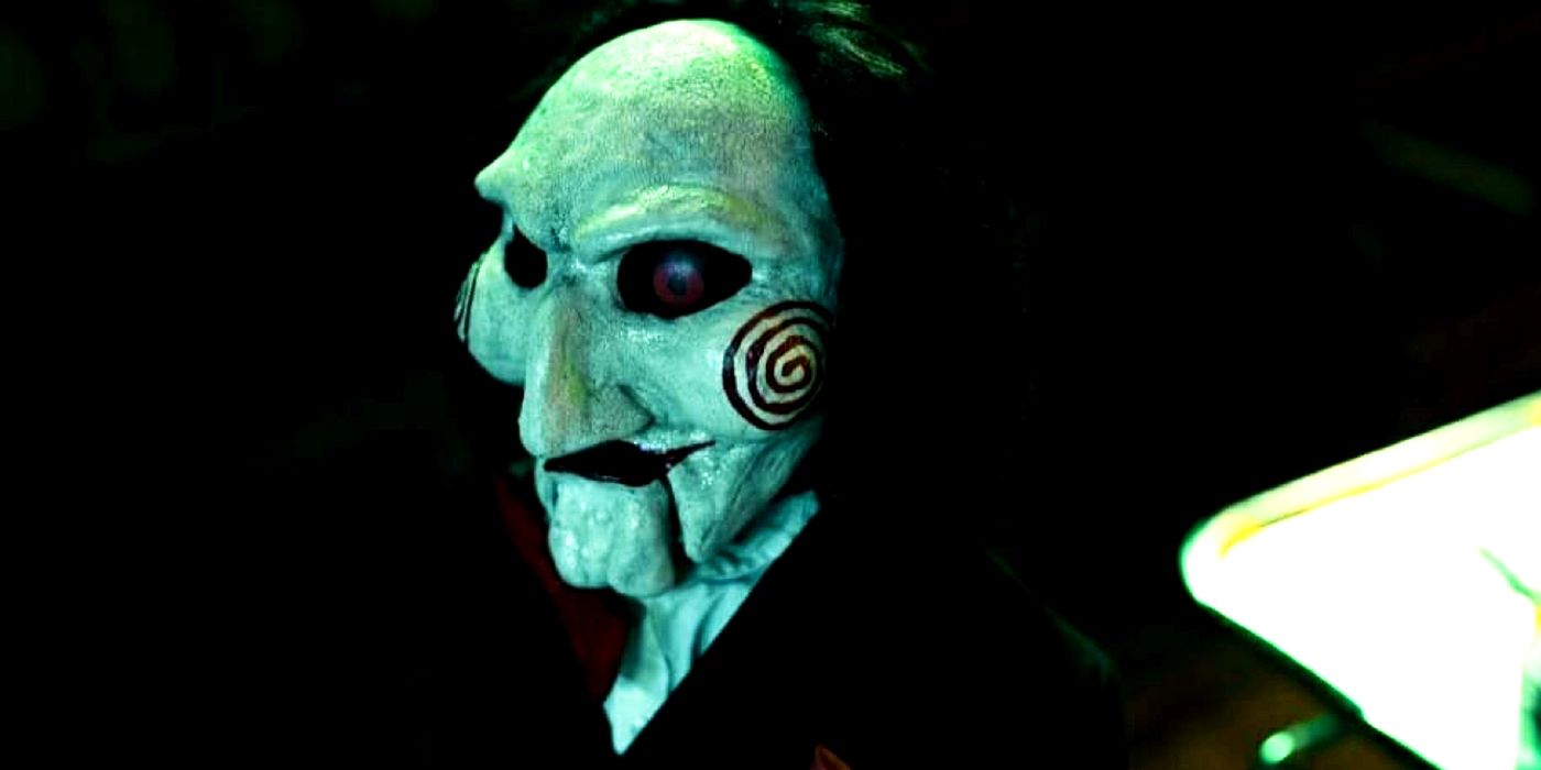 Billy the Puppet in the dark in Saw X.