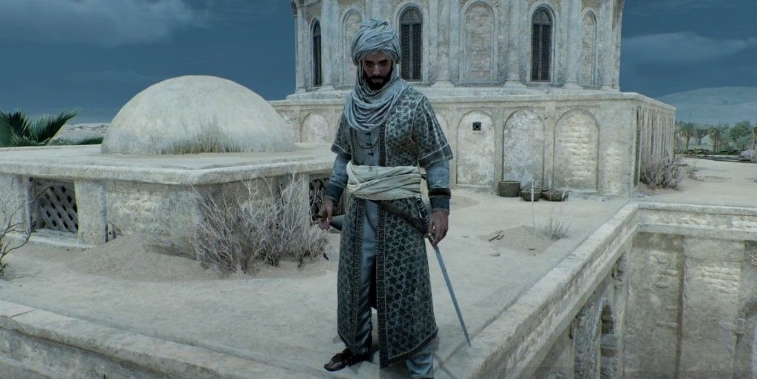 Basim Ibn wearing the Scholar Costume Assassin&rsquo;s Creed Mirage.