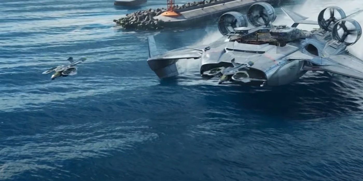 Le SeaWasp volant devant le Matador dans Avatar 2.